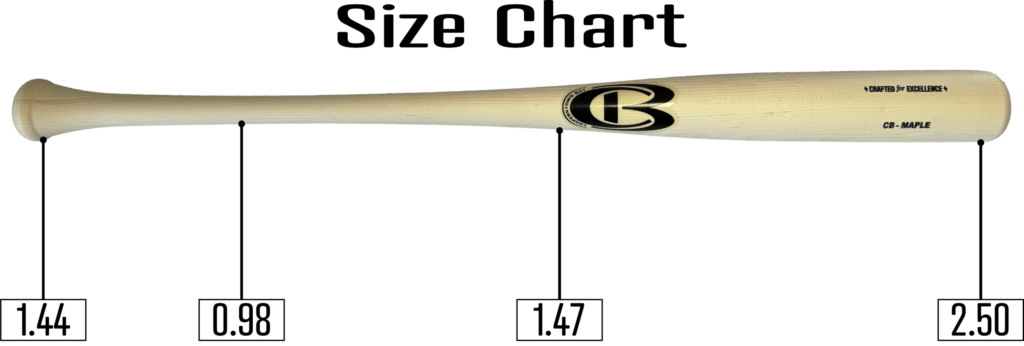 Maple baseball bat with brand logo.
