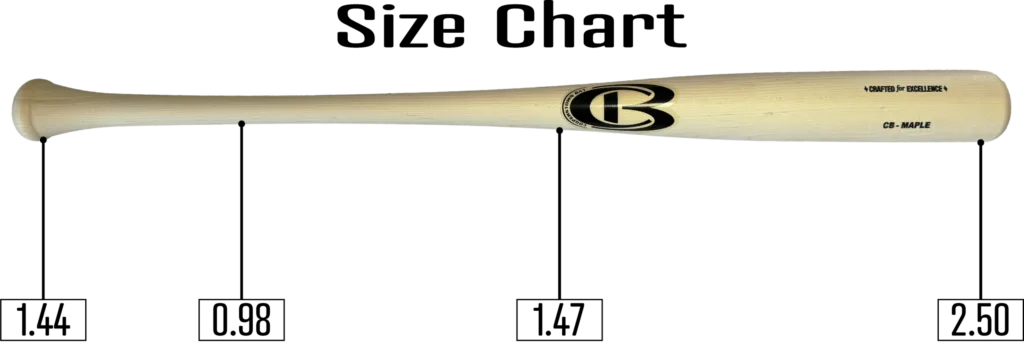 Maple baseball bat with brand logo.