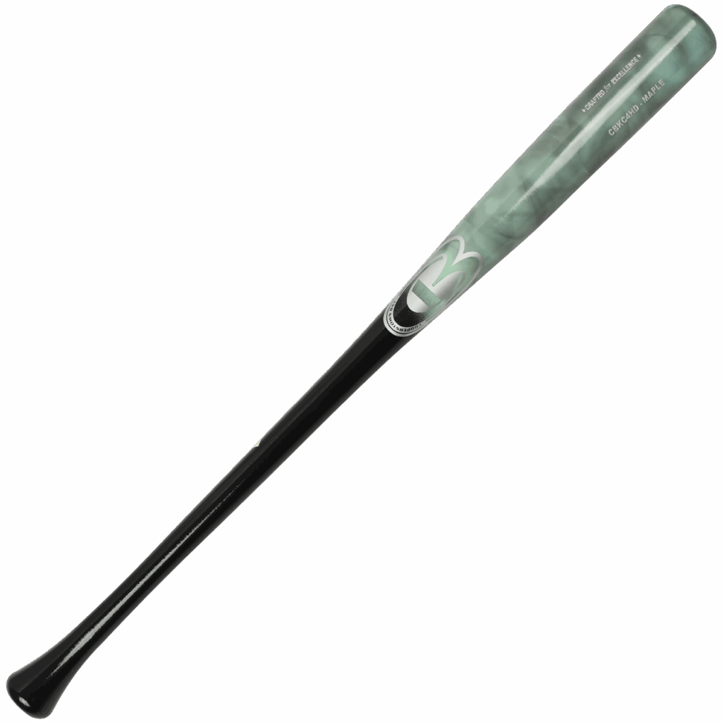 Black and green baseball bat on white background