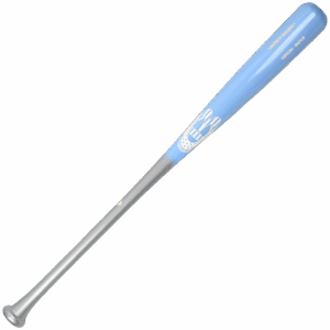 Blue and silver baseball bat with logo.