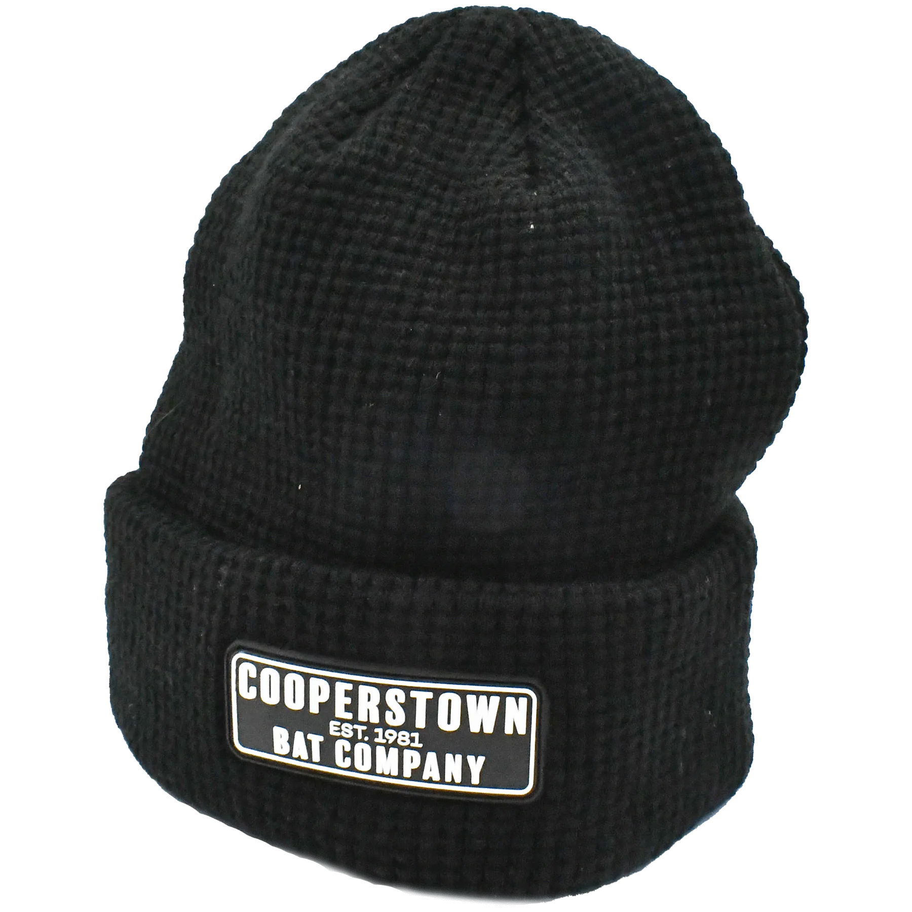 Black beanie with Cooperstown Bat Company logo.